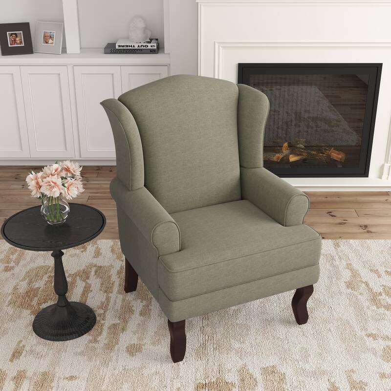 Elegant Living Room Wing Back Arm Chair Upholstered Accent Chair