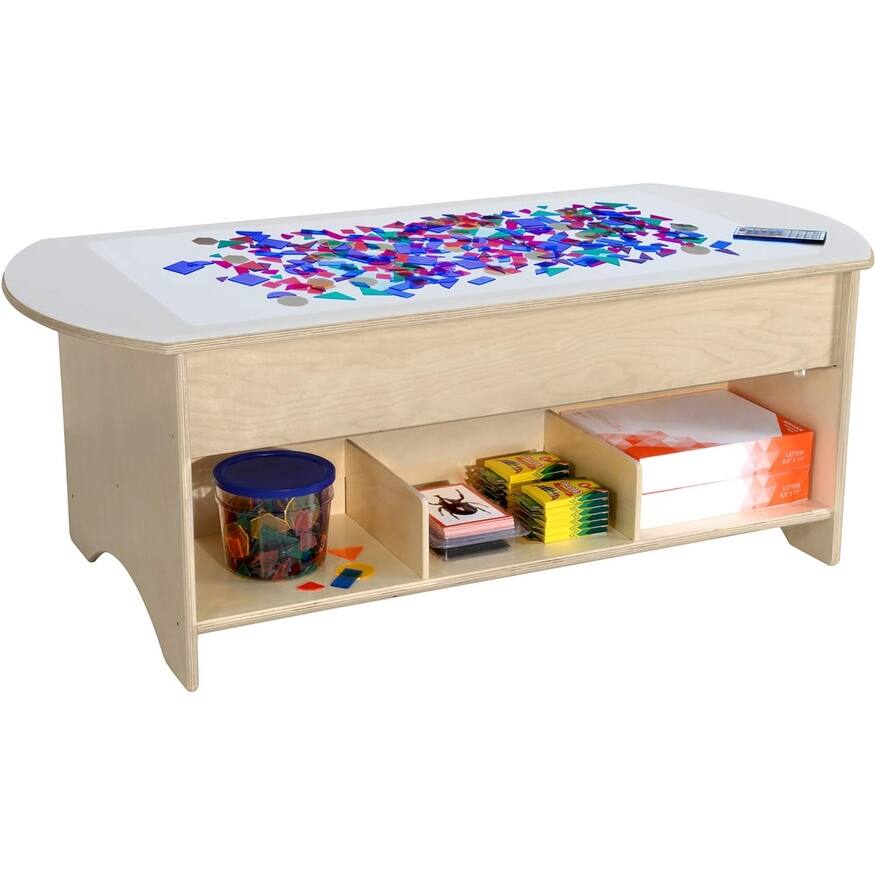 Wood Designs Baltic Birch Plywood 48" Kids Brilliant Light Table with Storage for Preschool, Kindergarten - 18"