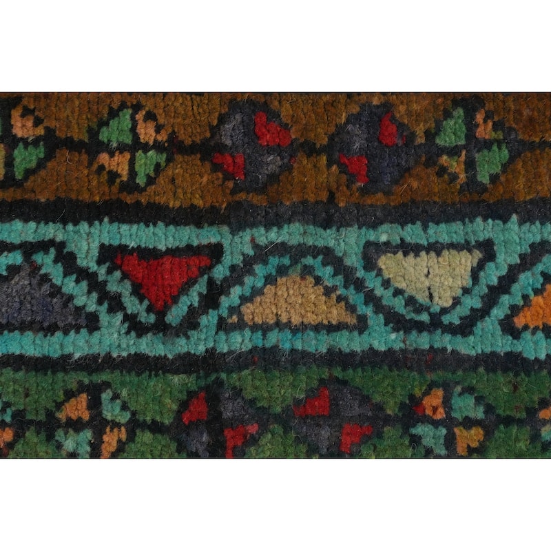 Hand Knotted Oriental 100% Wool Carpet Traditional Geometric Greys & Charcoal Ardebil Runner Rug - 12' 2'' X 3' 4''