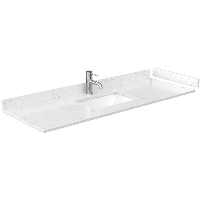 Wyndham Collection 60" Single Vanity Top with Undermount Rectangular - Carrara Cultured Marble