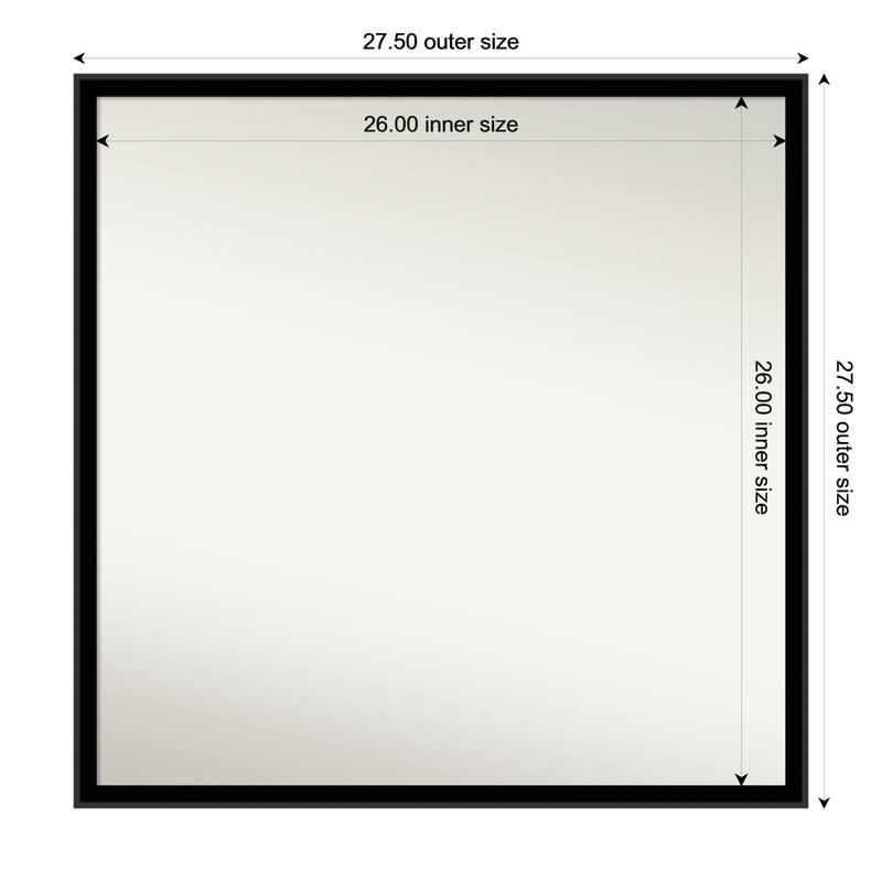Incline Non-Beveled Wood Framed Wall Mirror - 28 x 28 in - Incline Black