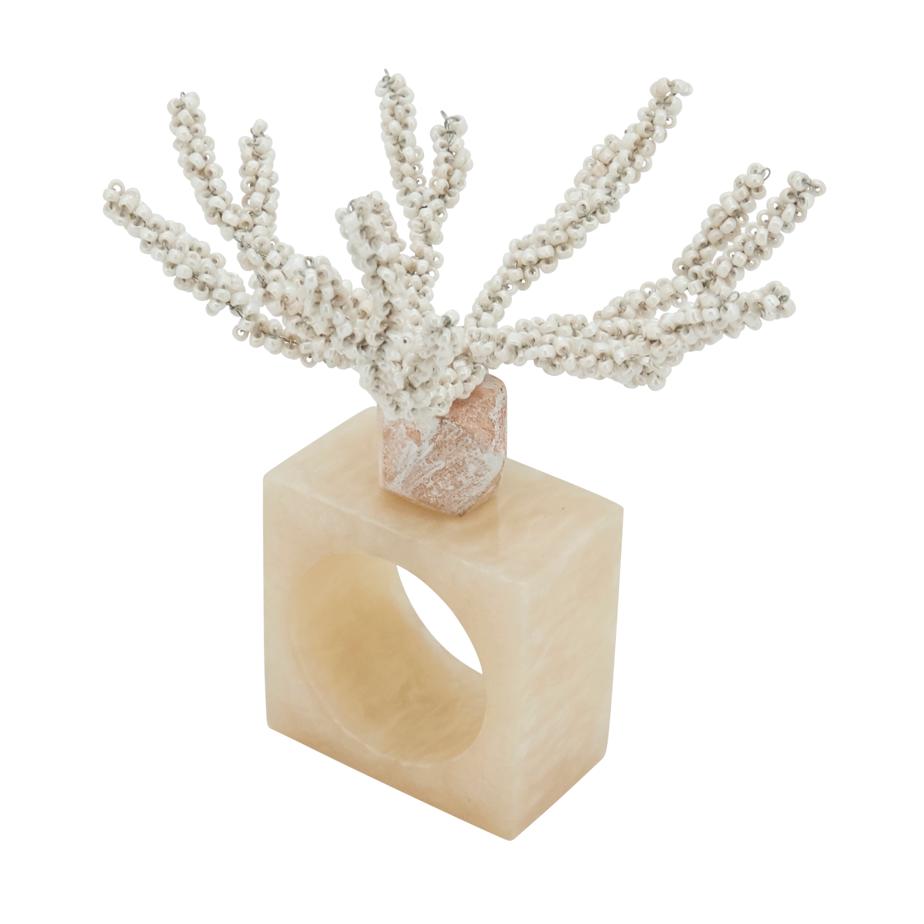 Coral Breeze Beaded Resin Napkin Ring (Set of 4)