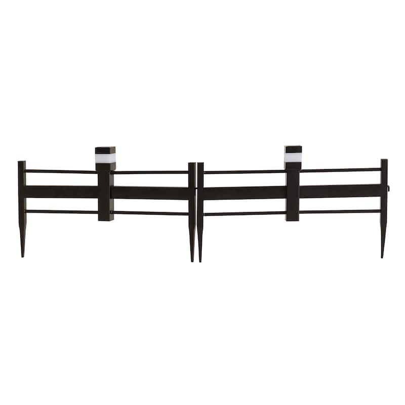 Sunjoy Solar Garden Border Fencing 2A Metal Fence Panel Outdoor Decorative Garden Fences (5-pack)