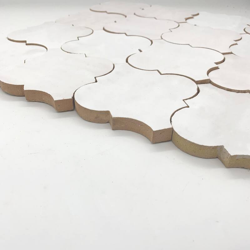 Contemporary Zellige Panels, 14" x 14" x 1/2", Arabesque White