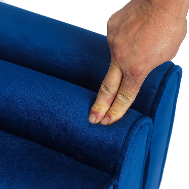 Adeco Footrest Ottoman Bench Velvet Pleated Design Foot Stool