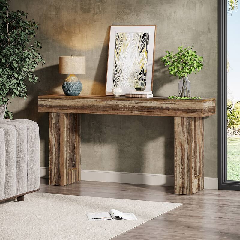 63-inch Wood Narrow Console Sofa Hallway Accent Table for Entryway
