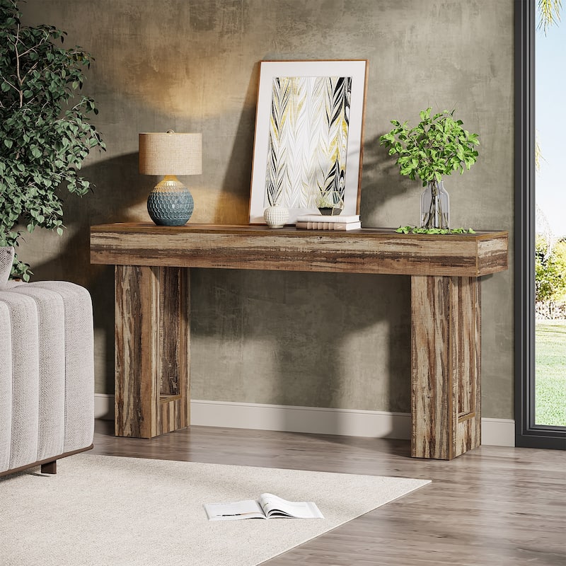Farmhouse Console Table, 63-Inch Long Narrow Sofa Table Behind The Couch
