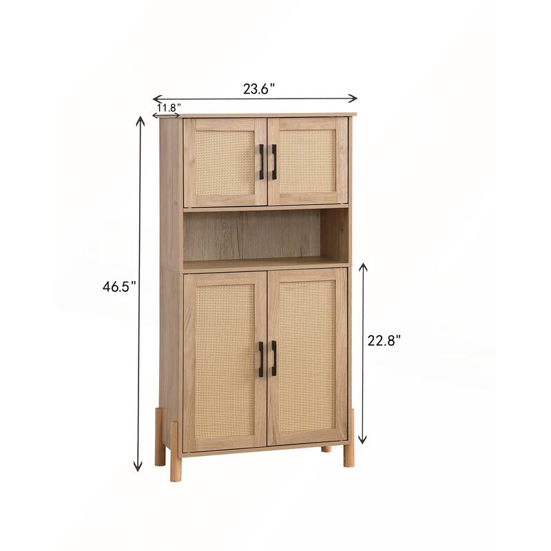 Mid-Century Modern 4-Door Storage Cabinet