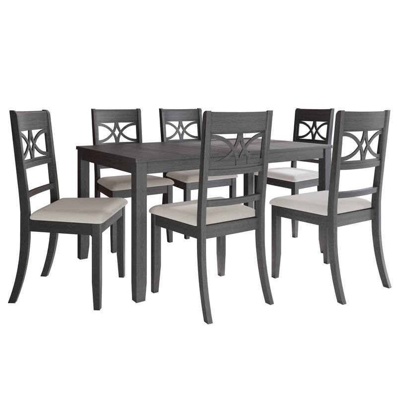 CraftPorch Mid-Century Modern 7-piece Wooden Dining Set - Grey