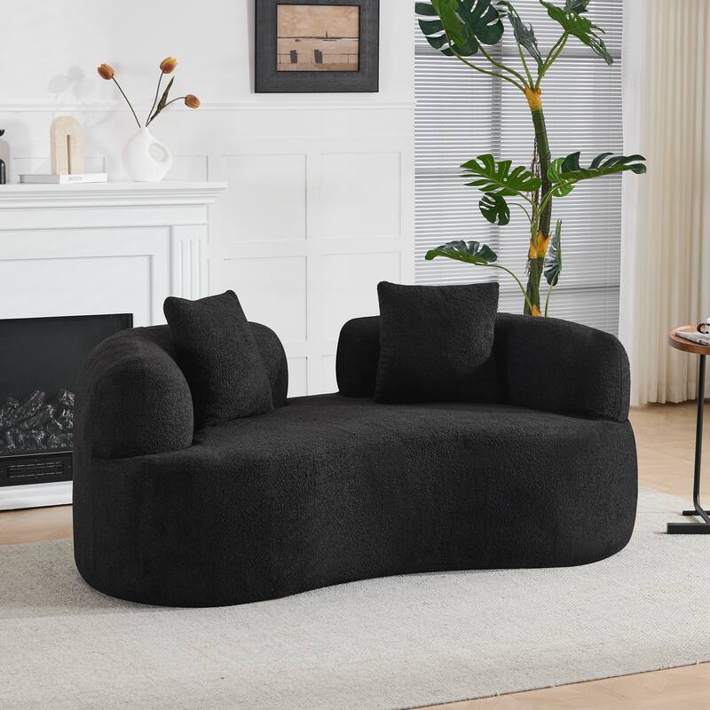 66.93 Inch Curved Loveseat Compression Sponge Sofa