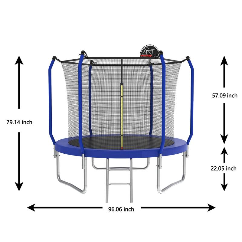 Trampoline with Basketball Hoop, Outdoor Trampoline with Enclosure Net