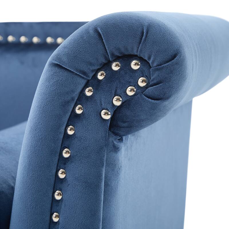 Christopher Knight Home - Velvet Bench with Nailhead Trim & Curved Arms