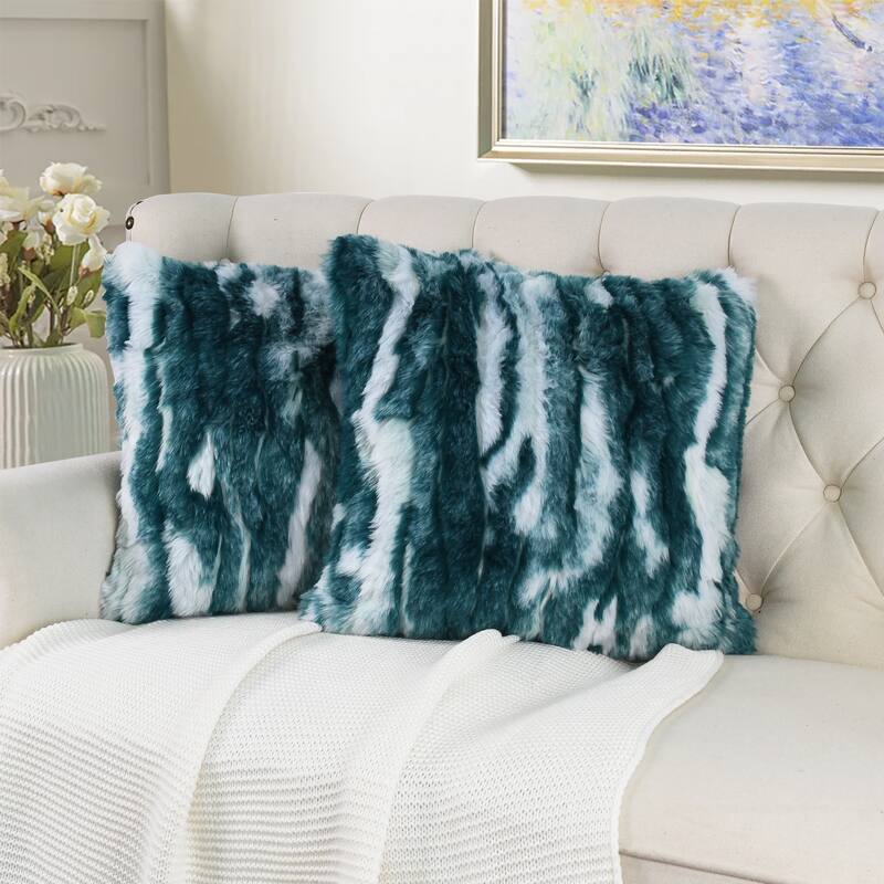 Jacquard FauxFur 2 Piece Set Pillow Shell - 20''x20'' - Deep Teal