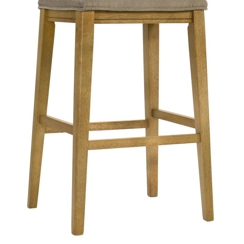 Jane Contemporary Transitional Backless Wood Counter Height Kitchen Bar Stool with Fabric Upholstered Seat