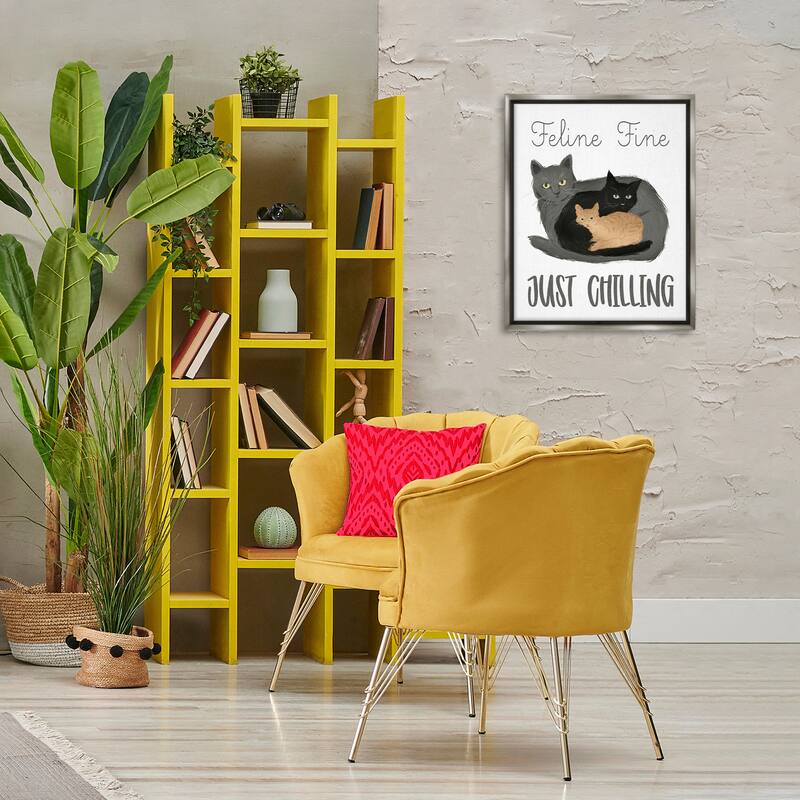 Stupell Feline Fine Just Chilling Framed Floater Canvas Wall Art Design By Ziwei Li
