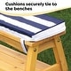 preview thumbnail 5 of 5, Wooden Table & Benches with Cushions & Umbrella, Navy