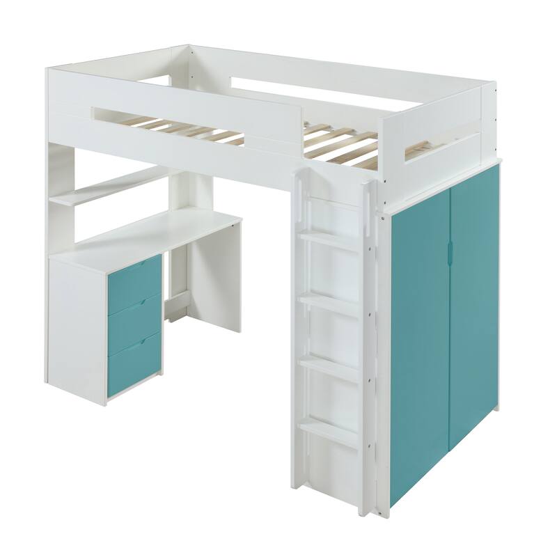Spivey Twin Loft Bed with Built-in Desk