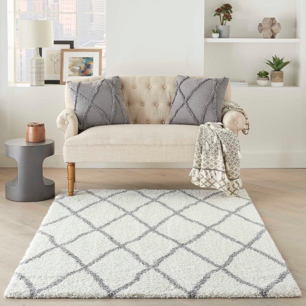 Nourison Shangri-La Geometric Trellis Lattice Shag Rug