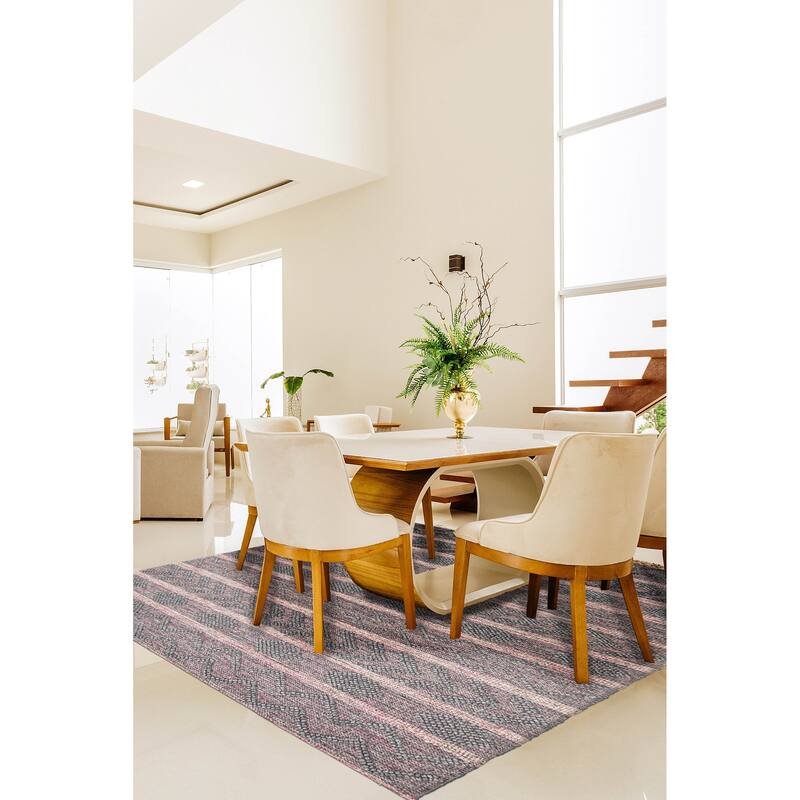 ECARPETGALLERY Braid weave Sienna Grey Wool Rug - 6'0 x 9'5