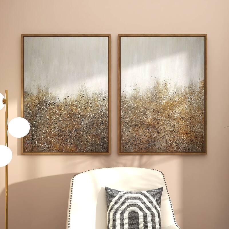 CosmoLiving by Cosmopolitan Canvas Glitter Flakes Geode Living Room Framed Wall Art with Gold Frame