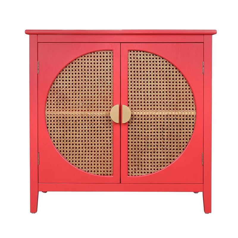 Woven Rattan Wicker Doors Accent Cabinet Sideboard