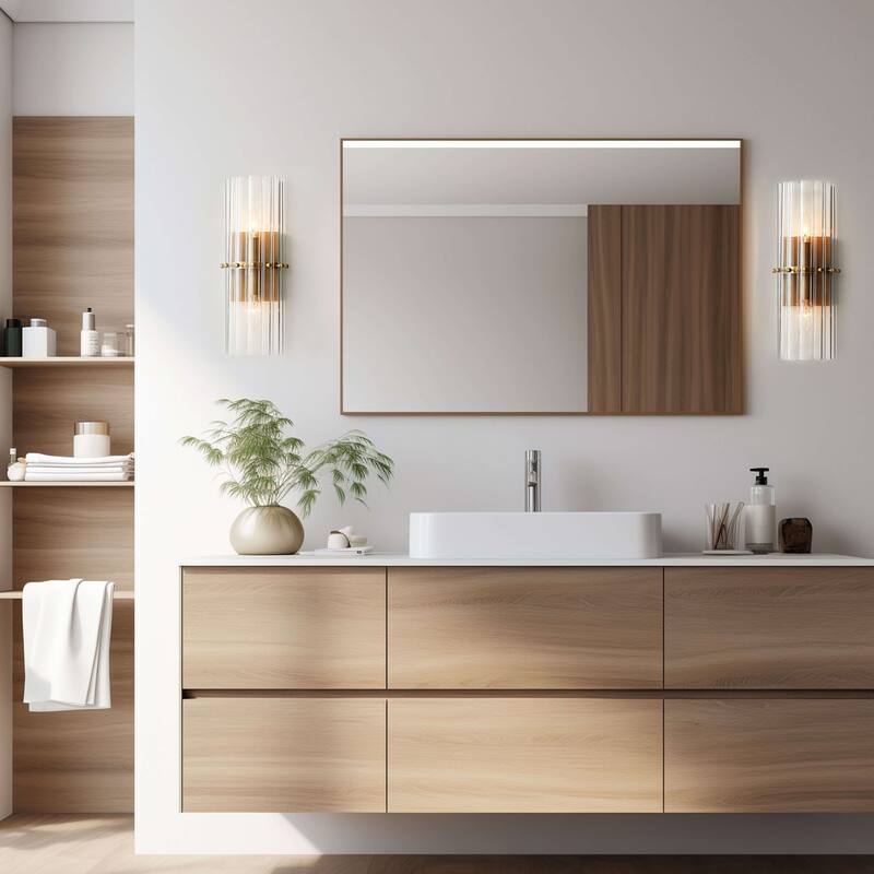 Casandra 2-Light Crystal Glass Bar Wall Sconce - 6 inches W x 15 inches H x 4 inches D