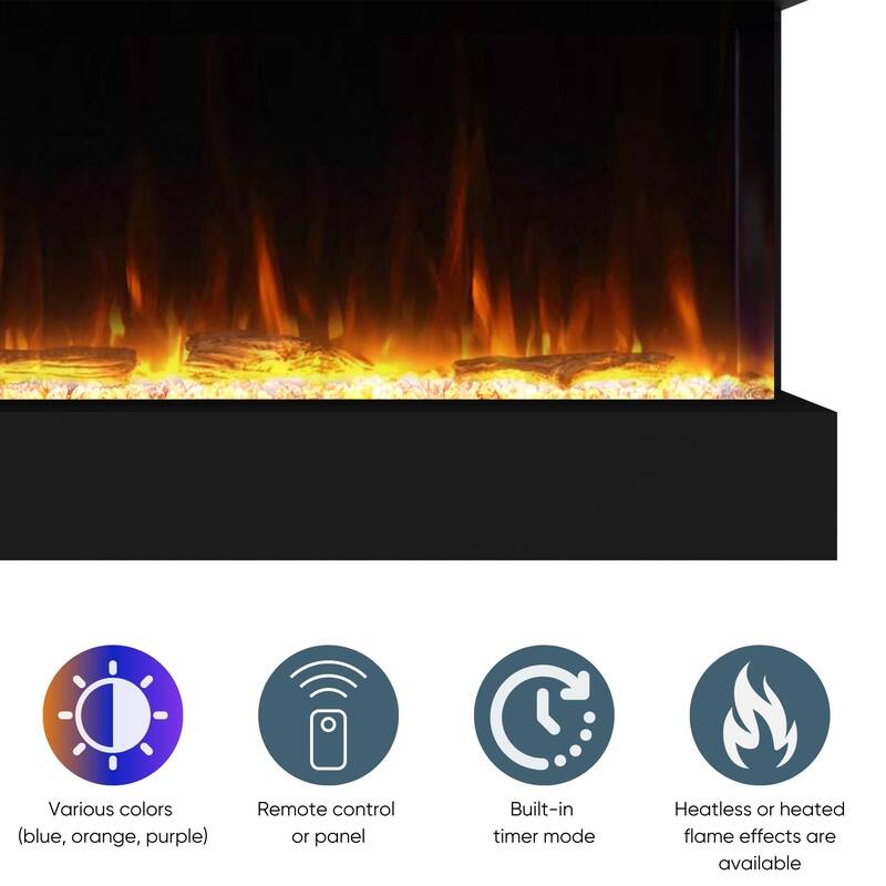 Electric Fireplace Heater with Multi Color Flam