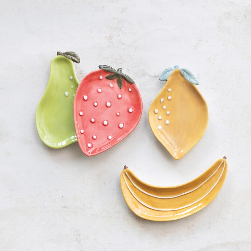 Stoneware Fruit Plate Set - 6.0"L x 4.0"W x 0.8"H