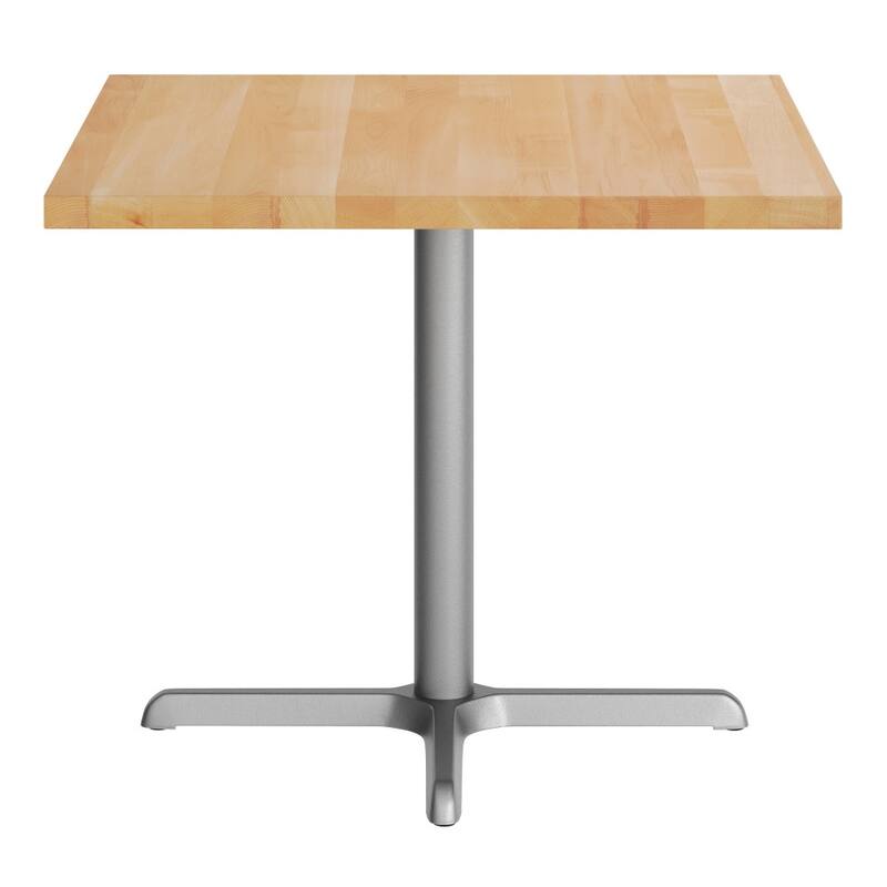 Square Solid Wood Commercial Tabletop with 30" x 30" Dining Height X-Base - 36"W x 36"D x 29.5"H