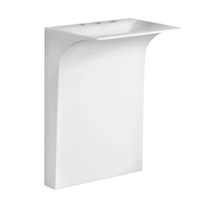 Fine Fixtures Wetstone 23.6 in x 18.5 in Modern Matte White Acrylic ADA Compliant Pedestal Sink and Basin