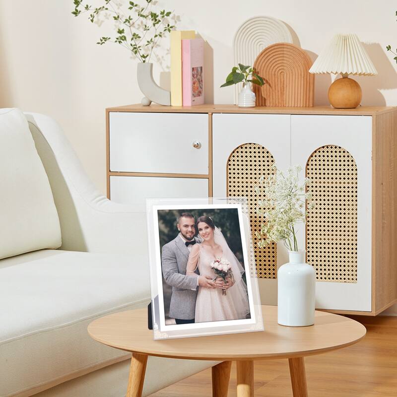 Glass Picture Frame for Tabletop Decor, Photo Frames for Horizontal and Vertical - Silver - 8x10