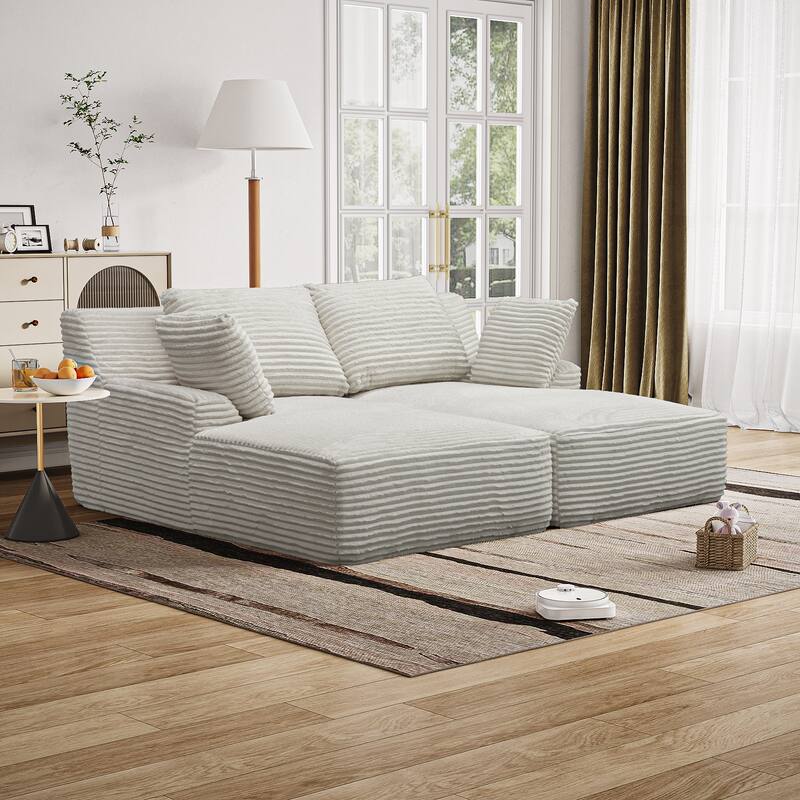 77.8" Oversized Double Chaise Lounge, Cloud Plush Sofa Bed, Upholstered Sleeper Chair, No Assembly Required