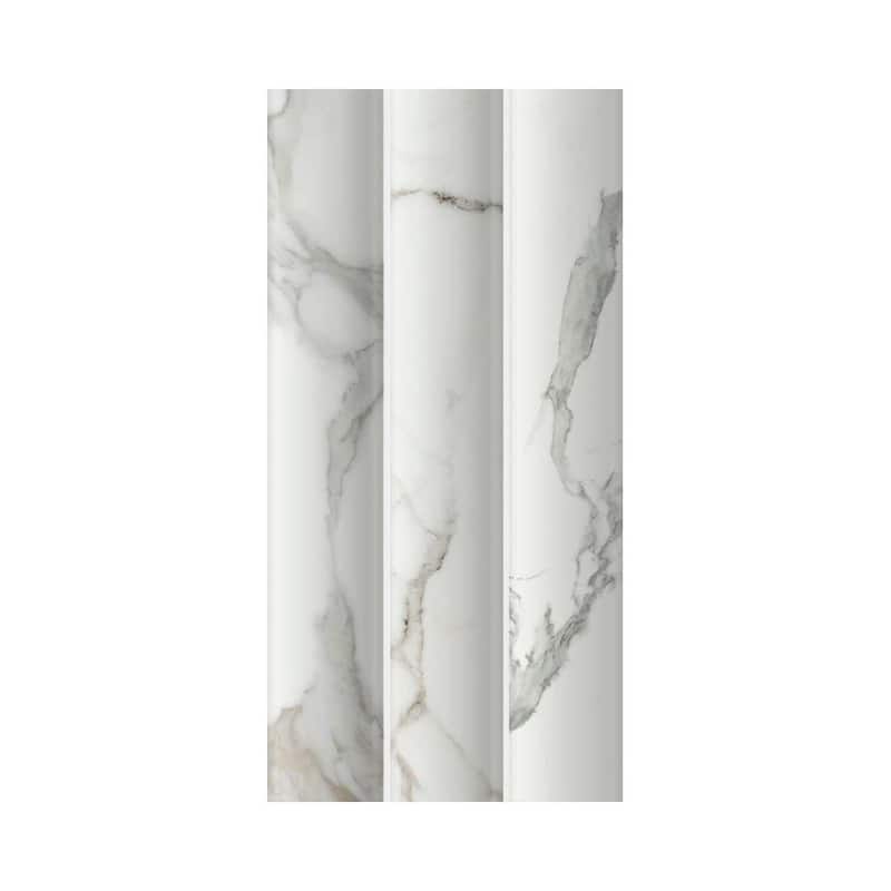 Lyrical 4.5x9 Matte Marble Look Porcelain Fluted Ribbed Tile - Wall, Backplash