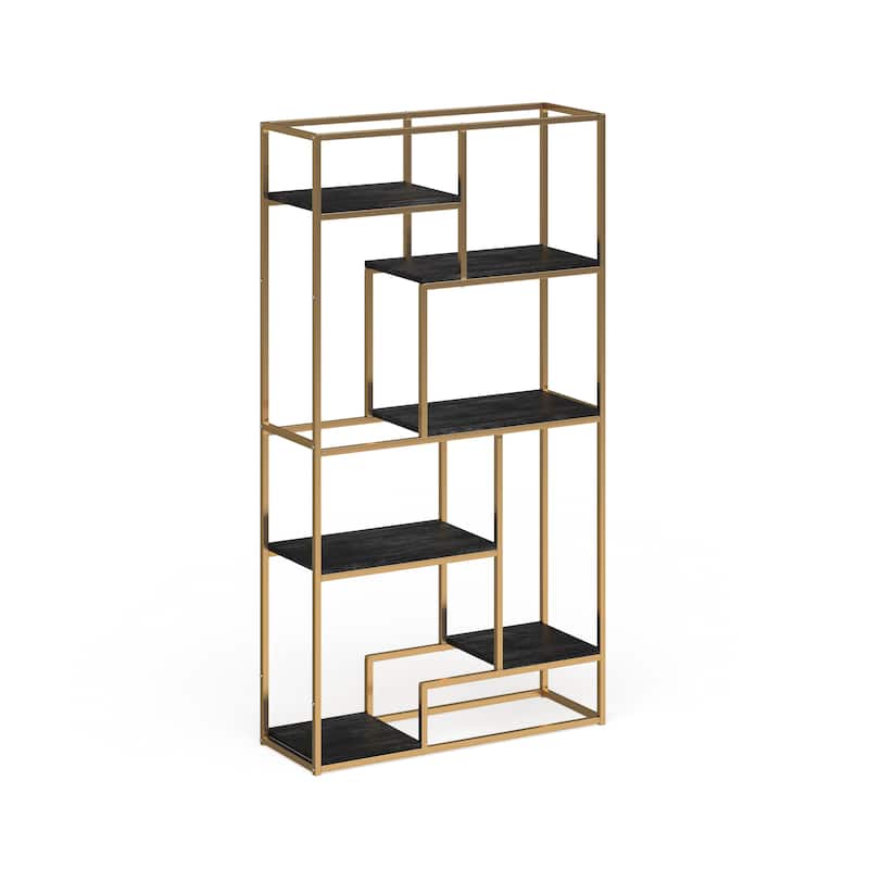 Viby Contemporary 6-Shelf Metal Tiered Open Bookcase by Silver Orchid