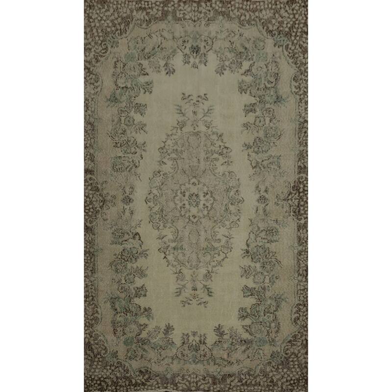 Hand Knotted Oriental 100% Wool Carpet Transitional Floral Beige & Ivories Anatolian Area Rug - 9' 5'' X 5' 9''