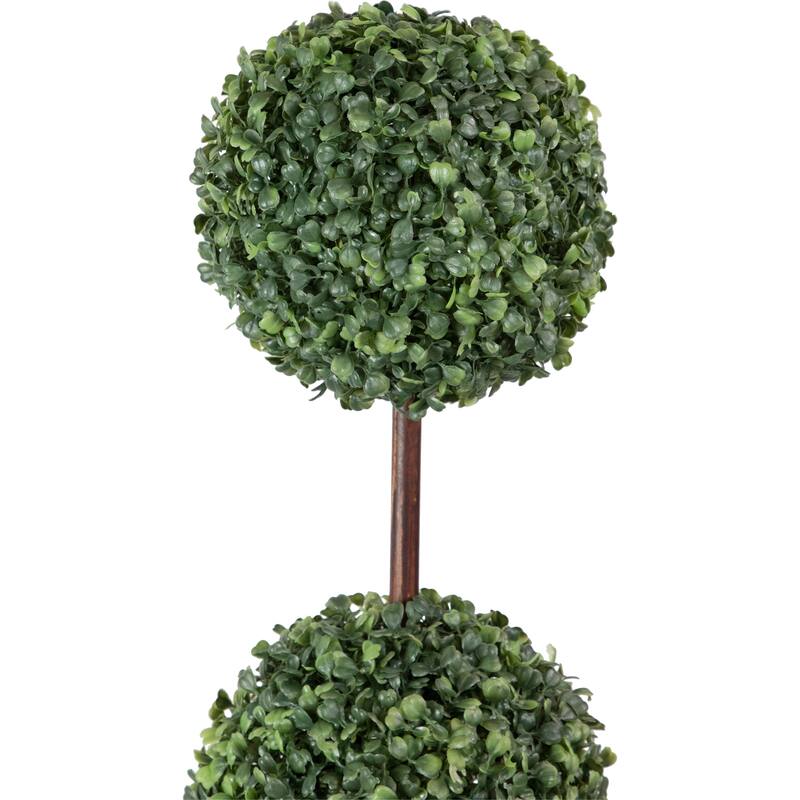 4' Artificial Two-Tone Boxwood Triple Ball Topiary Tree with Round Pot Unlit - 7.5