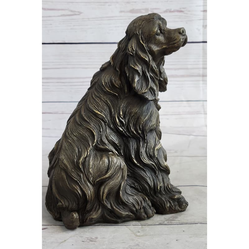 Bronze Metal Figurine Sculpture Statue Of A Dog er Spaniel Or King Charles Cavalier