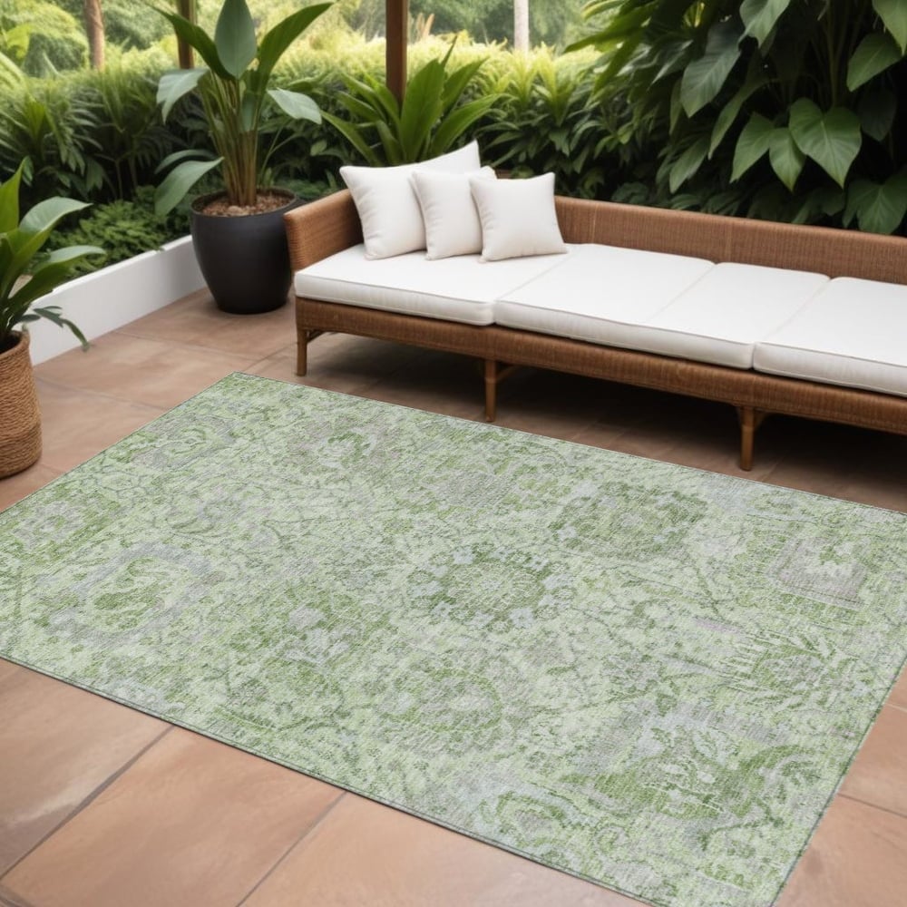HomeRoots Damask Traditional Rectangle Outdoor Rug
