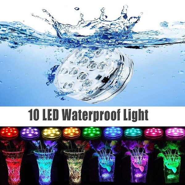US LED RGB Submersible Swimming Pool Lamp IR Remote Vase Pond Aquarium Lights 