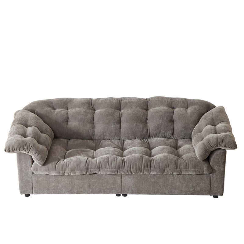 99.2" Fabric Modern Classic 3-Seater Sofa, Solid Wood Frame & Plush Cloud Cushioning