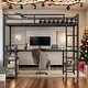 preview thumbnail 1 of 11, Metal Full XL Loft Bed with Desk and Shelves,Kids Bed Design