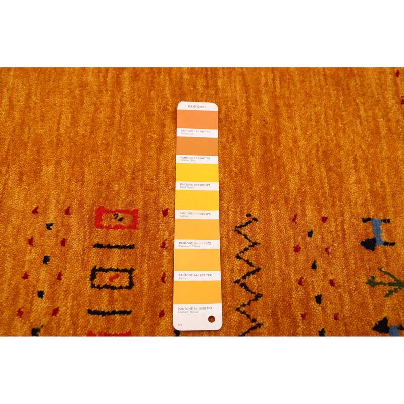 ECARPETGALLERY Hand Loomed Kashkuli Gabbeh Light Orange Wool Rug - 4'10 x 8'0