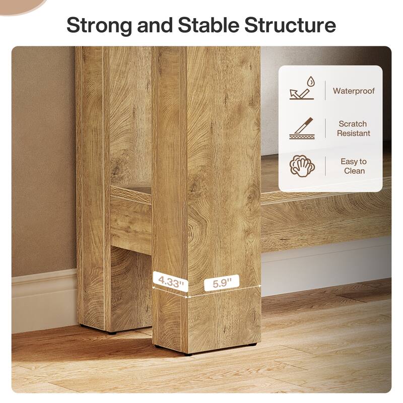 2-Tier Wooden Console Table with 2 Drawers for Entrance - /