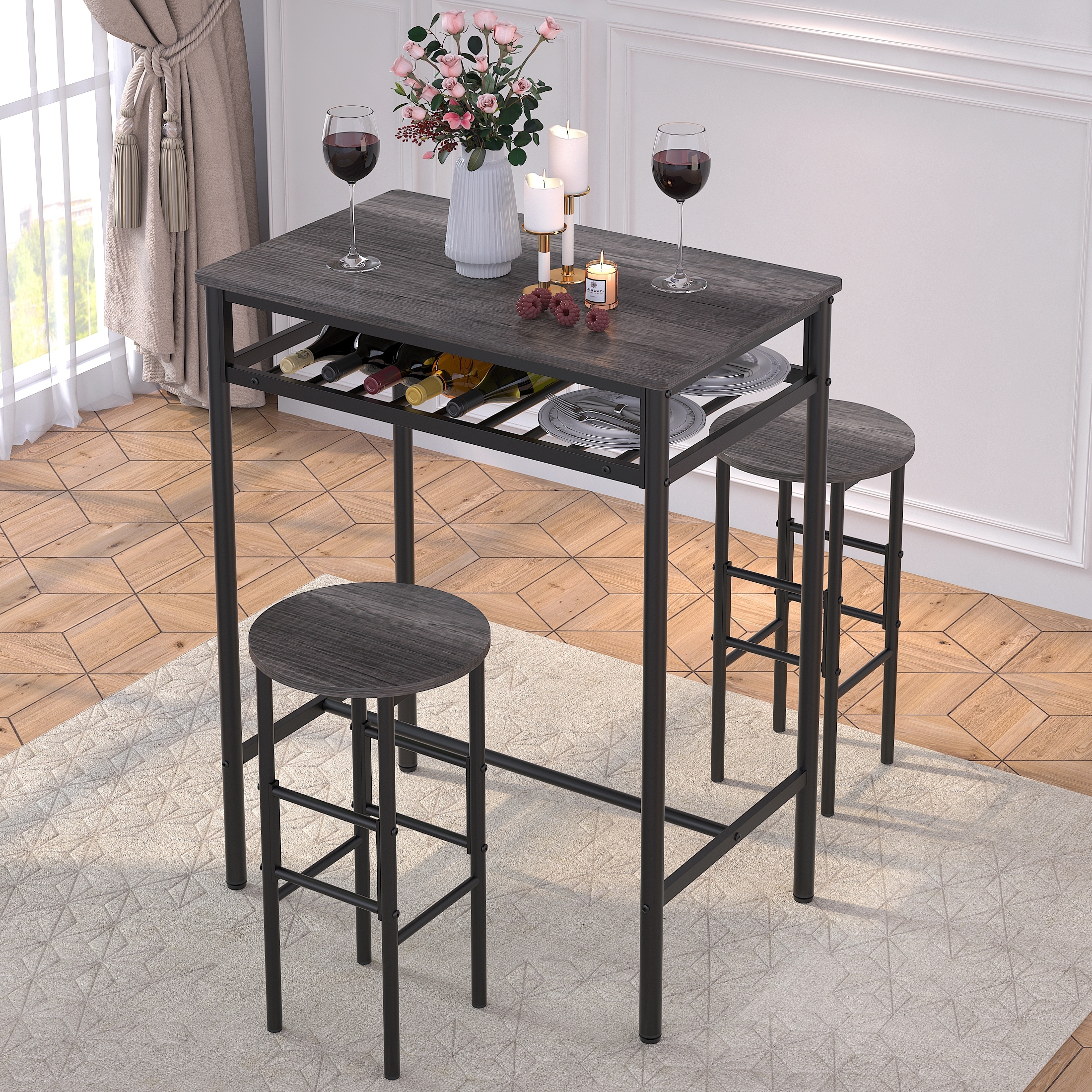 Elephance 3 Piece Bar Table Set Counter Height Dining Table Set