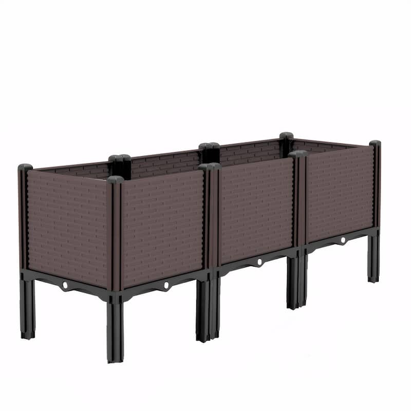 Raised Garden Beds Outdoor, Polypropylene Planter Boxes Outdoor for Vegetables, Flowers, Herbs, Garden Box with Drain Outlet
