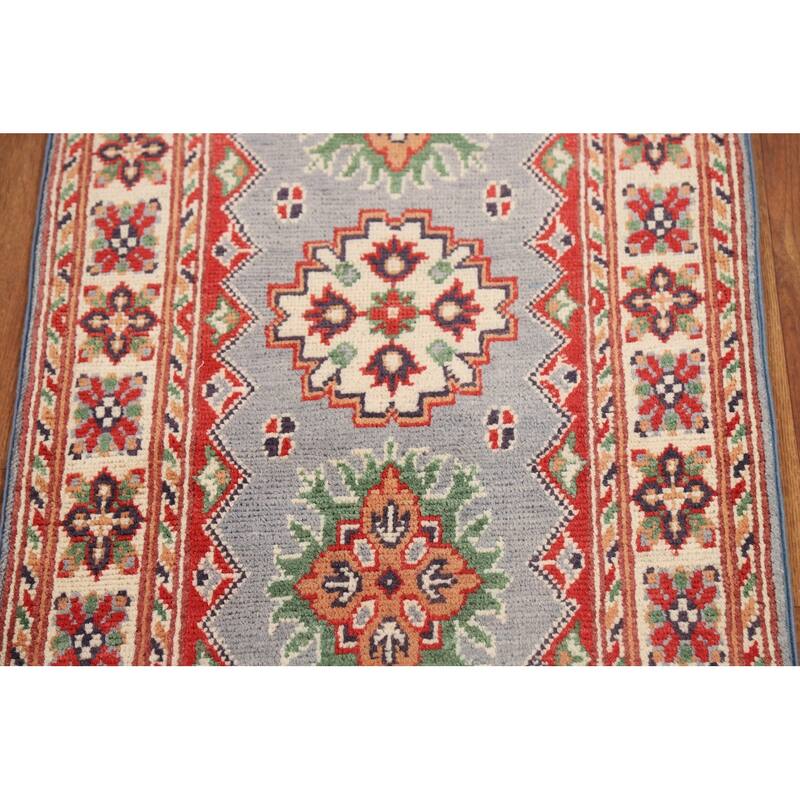 Geometric Kazak Accent Rug Handmade Traditional Wool Carpet - 2'0" x 3'0"