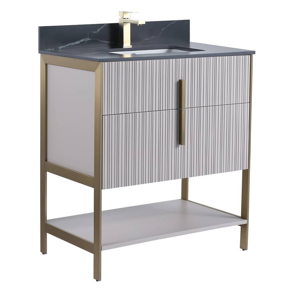 Fine Fixtures Serenity Modern Bathroom Vanity with Black Sintered Stone Top