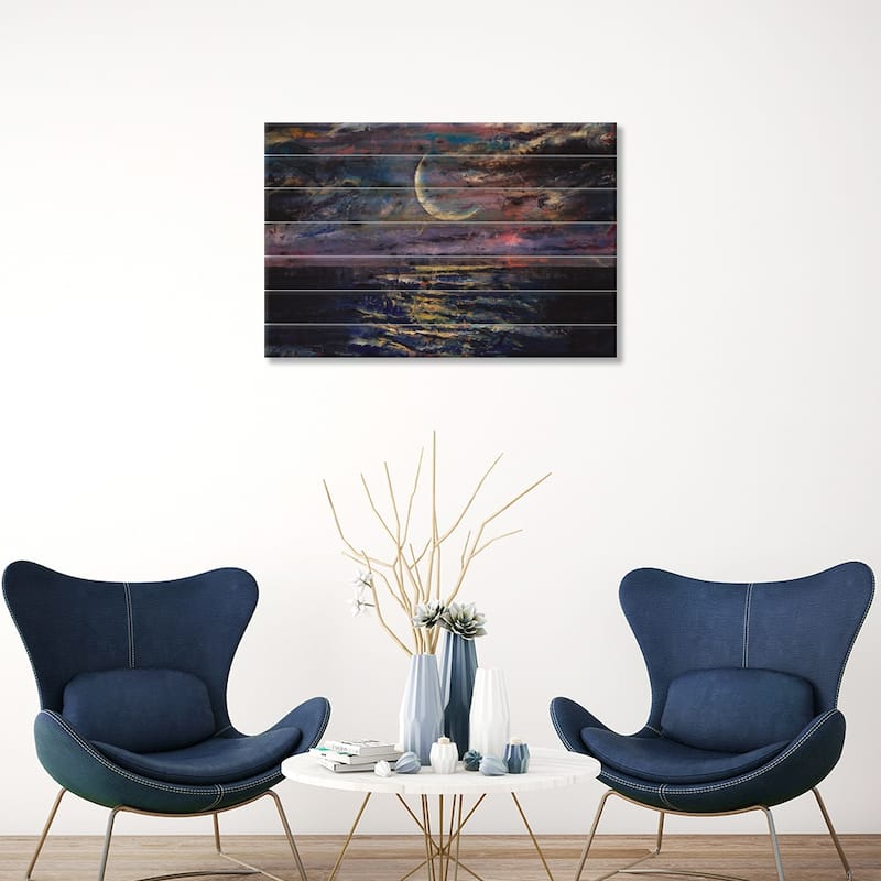 Moon Print On Wood by Michael Creese - Multi-Color