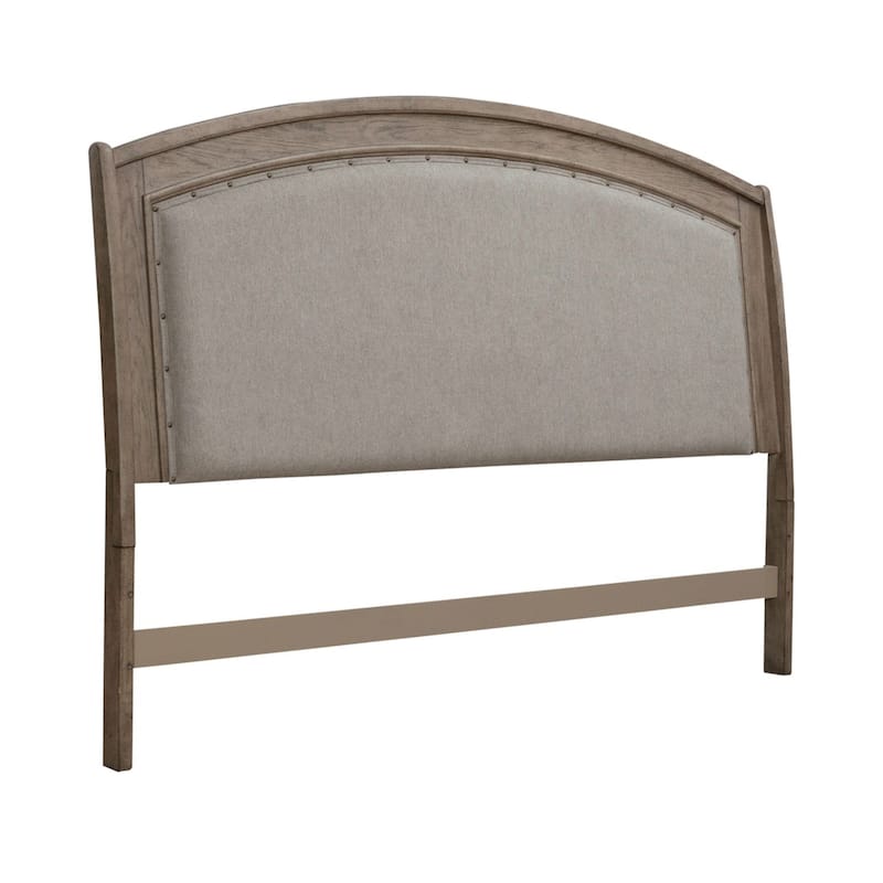 Avalon Burnished Beige Oak Upholstered Headboard, Queen or King