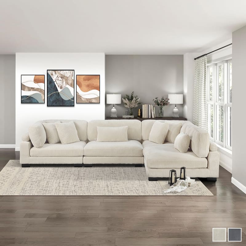 Braidy Corduroy 4-Piece Modular Sectional Sofa
